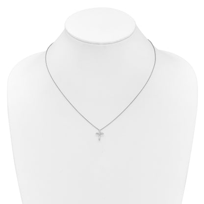 10K White Gold Diamond Cross 18 Inch Necklace