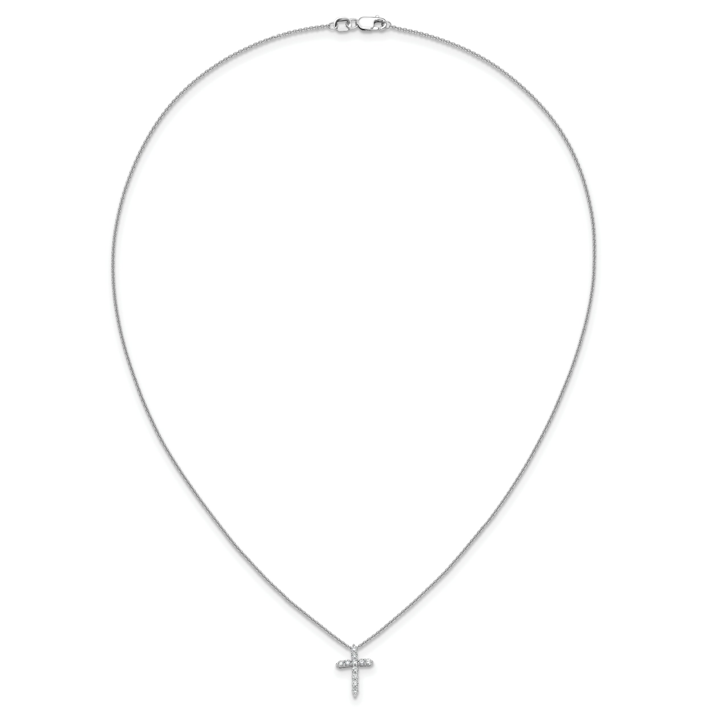 10K White Gold Diamond Cross 18 Inch Necklace