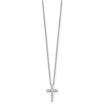 14k White Gold 1/4 Ct. Lab Grown Diamond VS/SI+ G+ 18 inch Cross Pendant Necklace