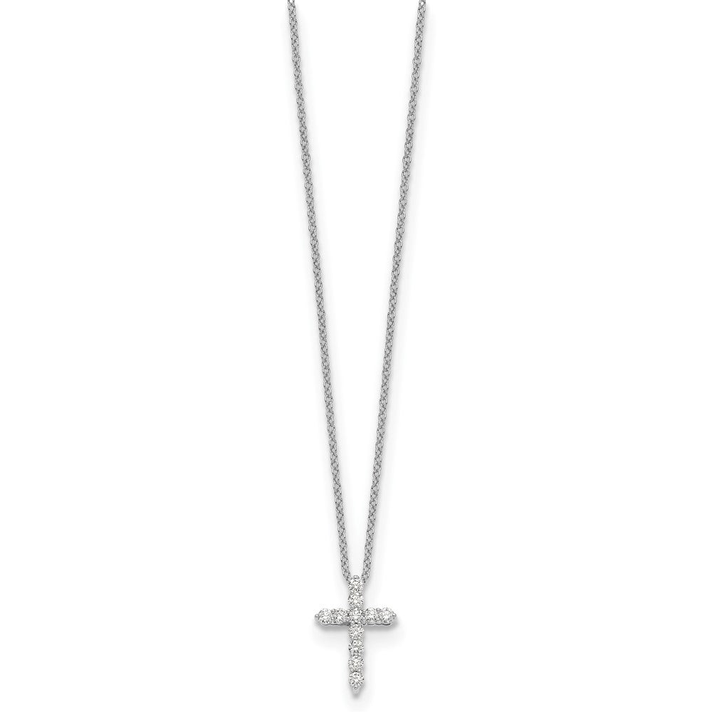 14K White Gold True Origin 1/4 Carat Lab Grown Diamond Vs Def 18 Inch Cross Pendant Necklace