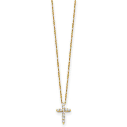 14k Yellow Gold 1/4 Ct. Lab Grown Diamond VS/SI+ G+ 18 inch Cross Pendant Necklace