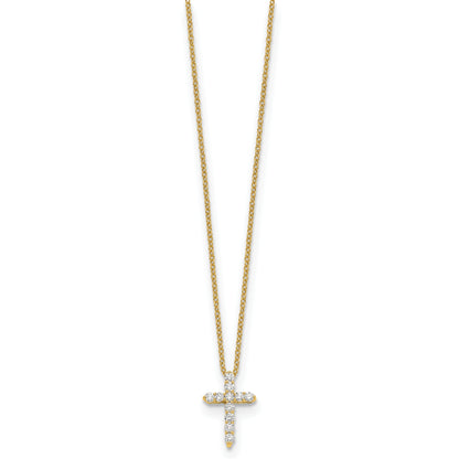 14K Yellow Gold True Origin 1/4 Carat Lab Grown Diamond Vs Def 18 Inch Cross Pendant Necklace