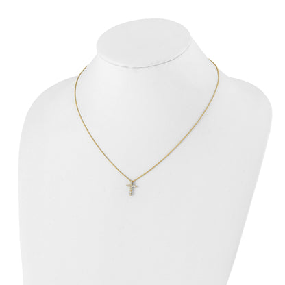 14K Yellow Gold True Origin 1/4 Carat Lab Grown Diamond Vs Def 18 Inch Cross Pendant Necklace