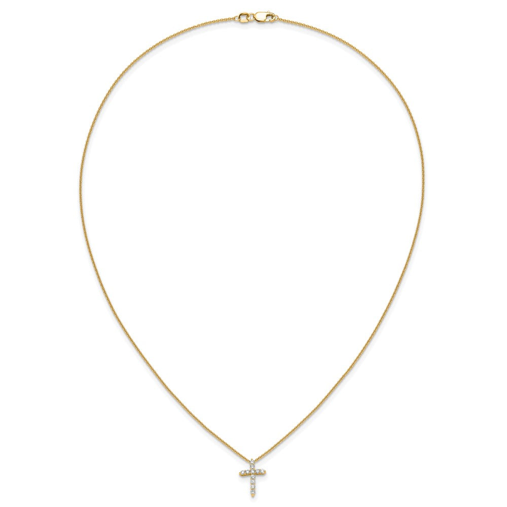 14K Yellow Gold True Origin 1/4 Carat Lab Grown Diamond Vs Def 18 Inch Cross Pendant Necklace