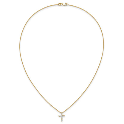 14K Yellow Gold True Origin 1/4 Carat Lab Grown Diamond Vs Def 18 Inch Cross Pendant Necklace