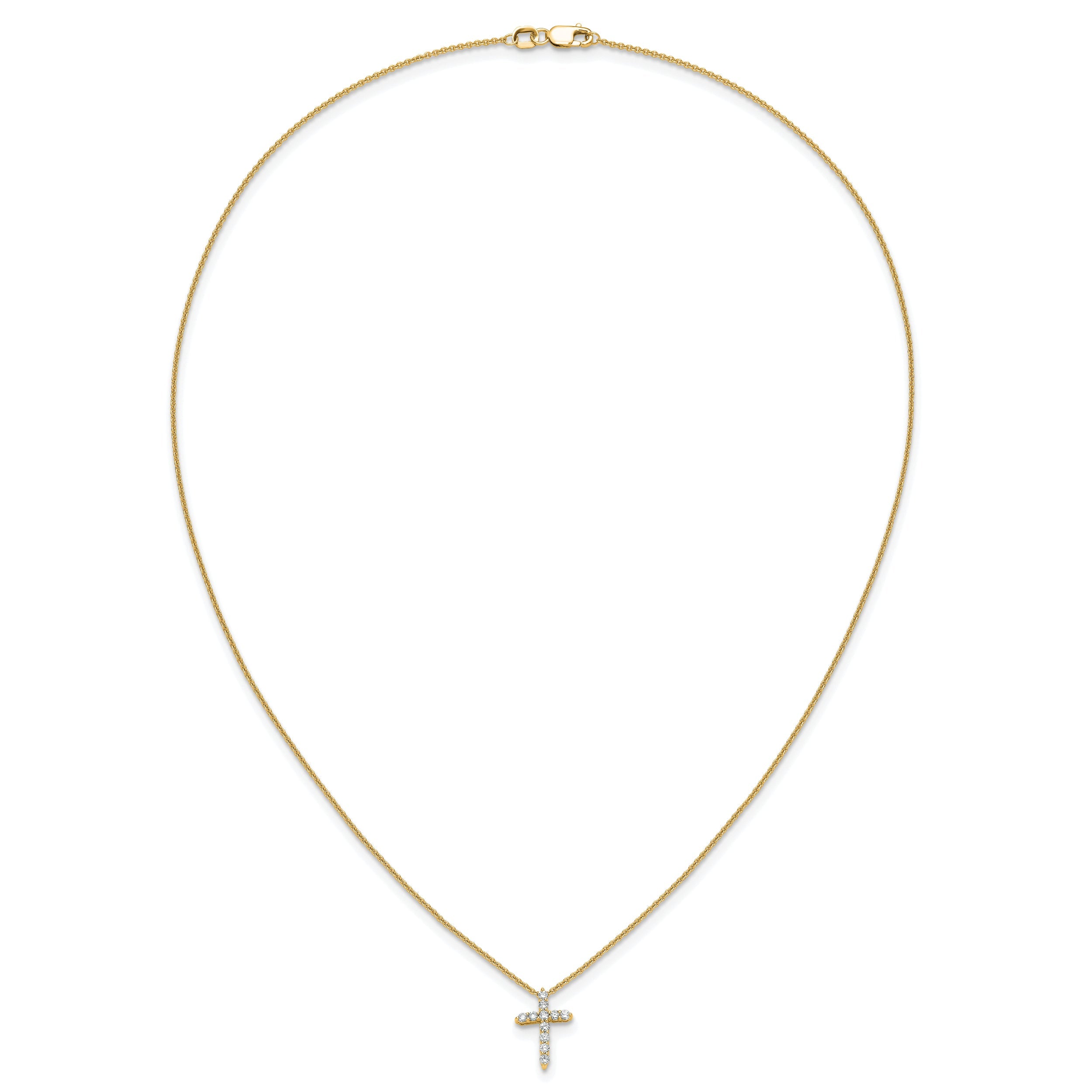 14K Yellow Gold True Origin 1/4 Carat Lab Grown Diamond Vs Def 18 Inch Cross Pendant Necklace
