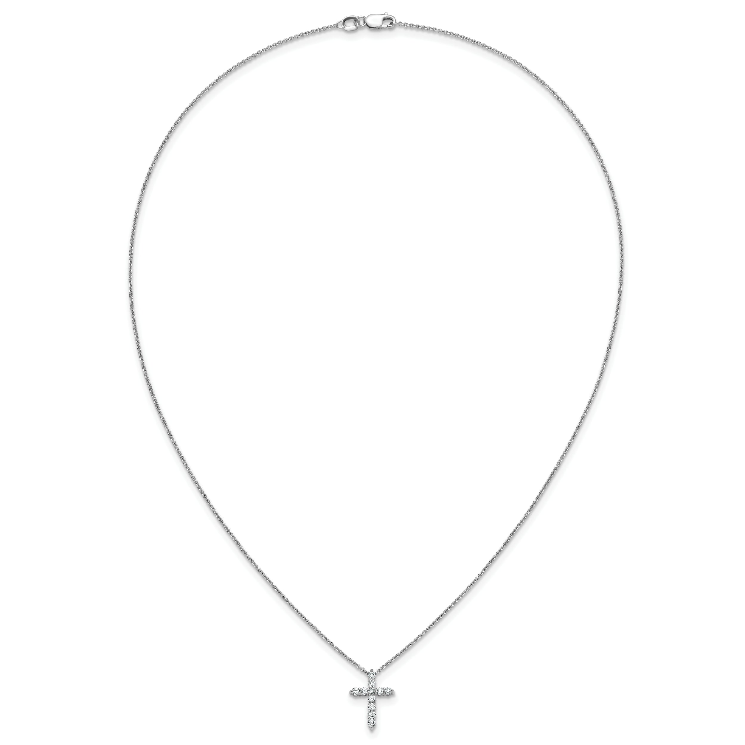 10K White Gold Diamond Cross 18 Inch Necklace