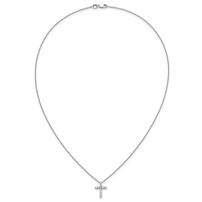10K White Gold Diamond Cross 18 Inch Necklace