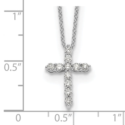 10K White Gold Diamond Cross 18 Inch Necklace