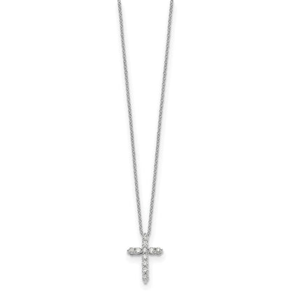 14k White Gold Real Diamond Cross 18 inch Necklace