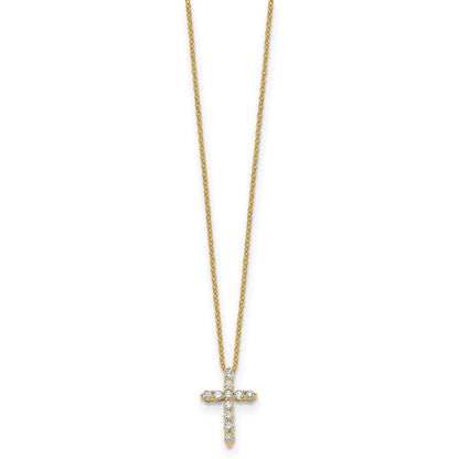 14K Yellow Gold True Origin 1/3 Carat Lab Grown Diamond Vs Def 18 Inch Cross Pendant Necklace