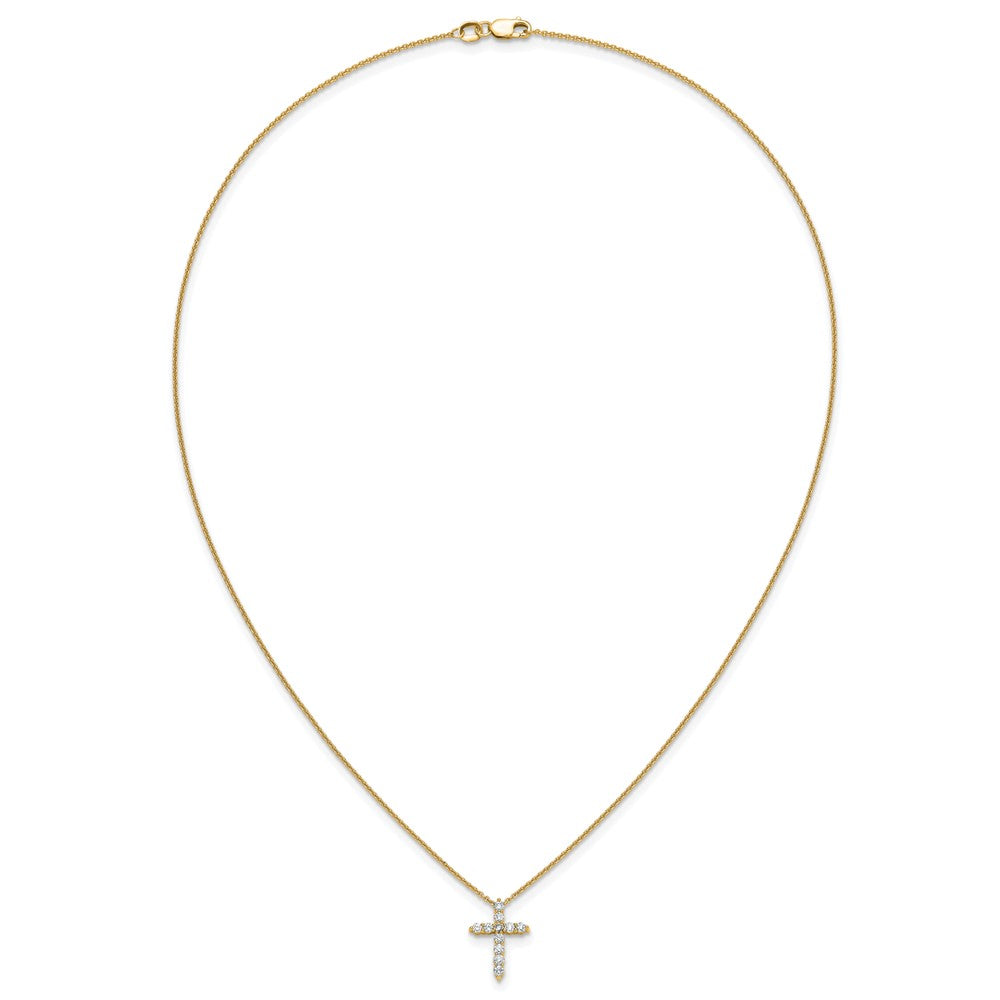 14K Yellow Gold True Origin 1/3 Carat Lab Grown Diamond Vs Def 18 Inch Cross Pendant Necklace