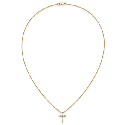 14K Yellow Gold True Origin 1/3 Carat Lab Grown Diamond Vs Def 18 Inch Cross Pendant Necklace