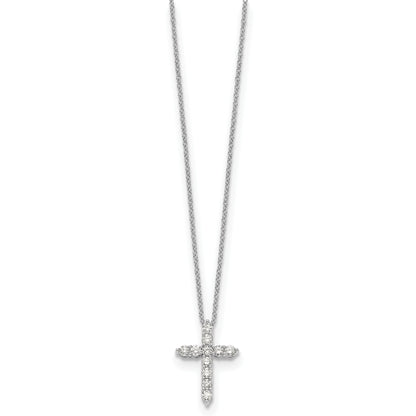 10K White Gold Diamond Cross 18 Inch Necklace