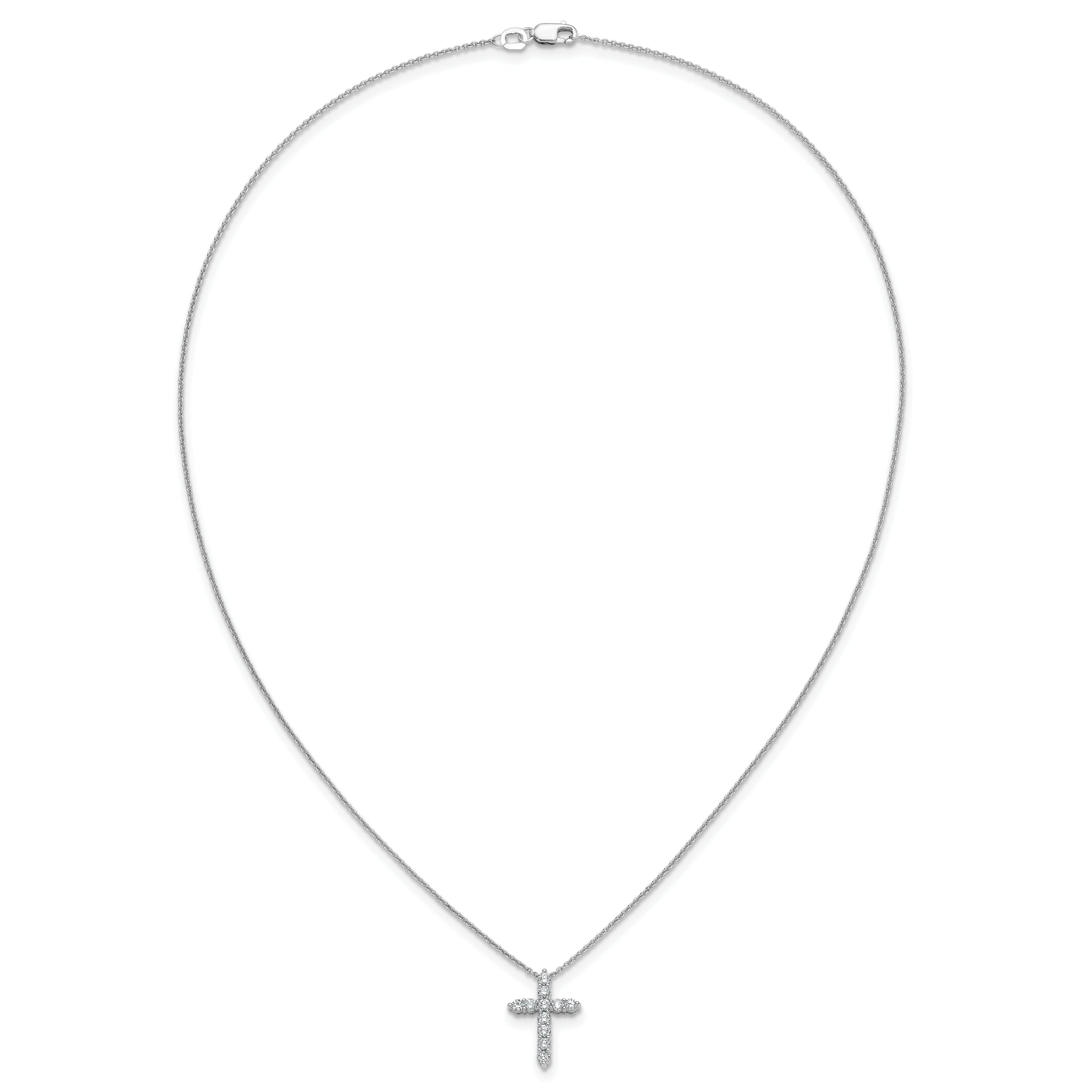 10K White Gold Diamond Cross 18 Inch Necklace