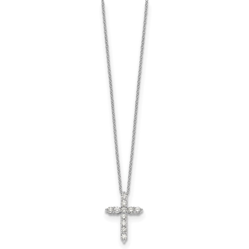14K White Gold True Origin 1/2 Carat Lab Grown Diamond Vs Def 18 Inch Cross Pendant Necklace