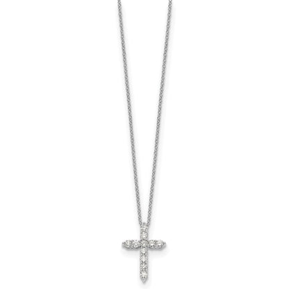 14K White Gold True Origin 1/2 Carat Lab Grown Diamond Vs Def 18 Inch Cross Pendant Necklace