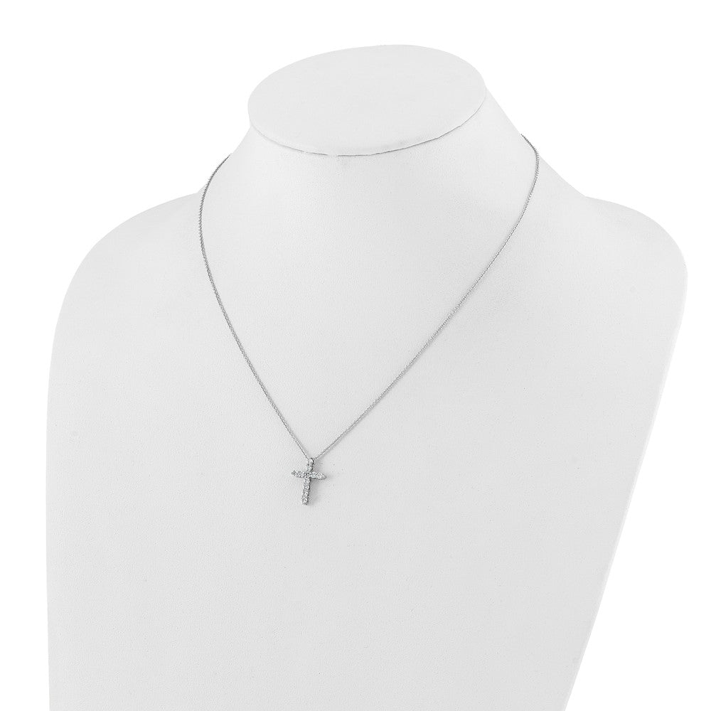14K White Gold True Origin 1/2 Carat Lab Grown Diamond Vs Def 18 Inch Cross Pendant Necklace