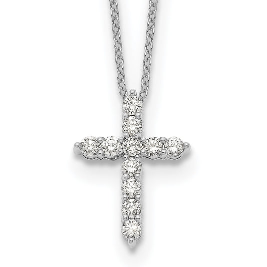 14K White Gold True Origin 1/2 Carat Lab Grown Diamond Vs Def 18 Inch Cross Pendant Necklace