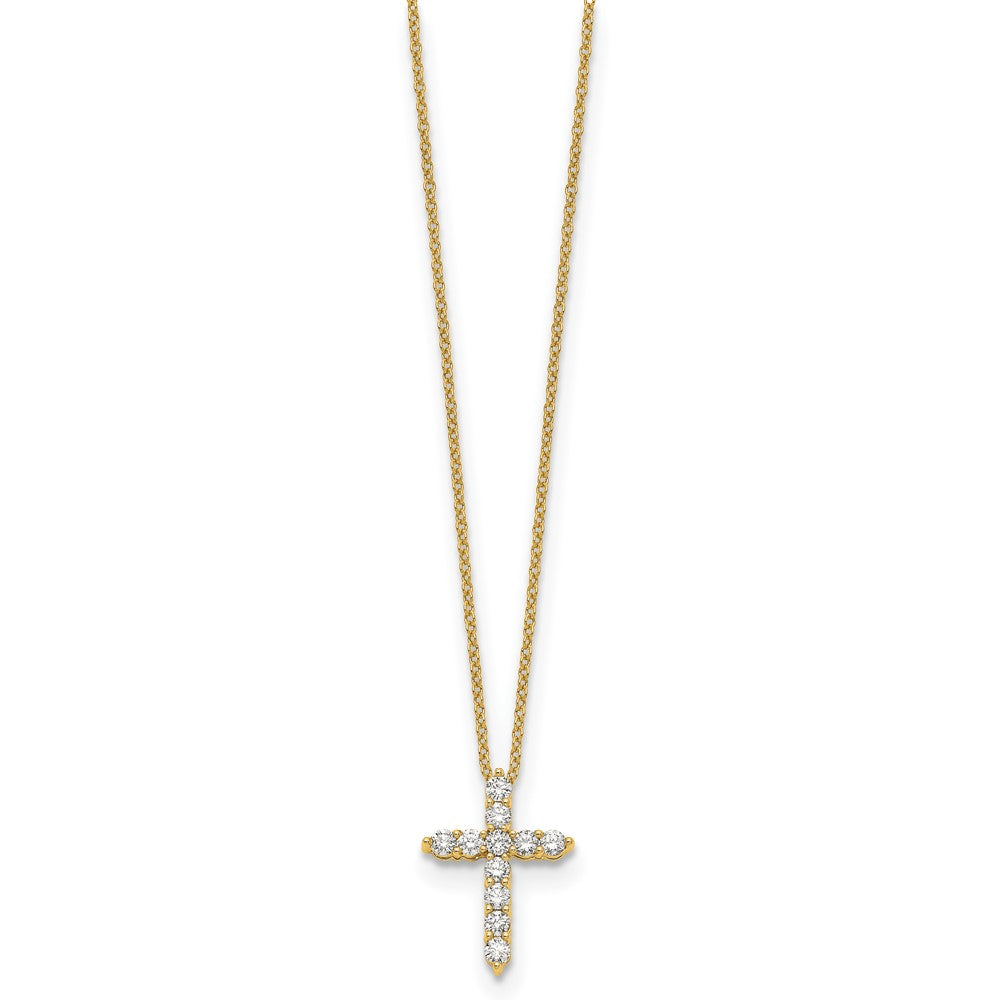 14K Yellow Gold True Origin 1/2 Carat Lab Grown Diamond Vs Def 18 Inch Cross Pendant Necklace