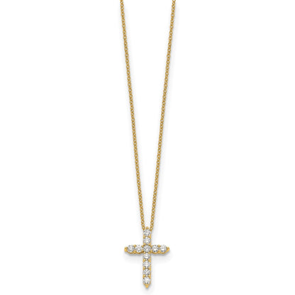 14K Yellow Gold True Origin 1/2 Carat Lab Grown Diamond Vs Def 18 Inch Cross Pendant Necklace