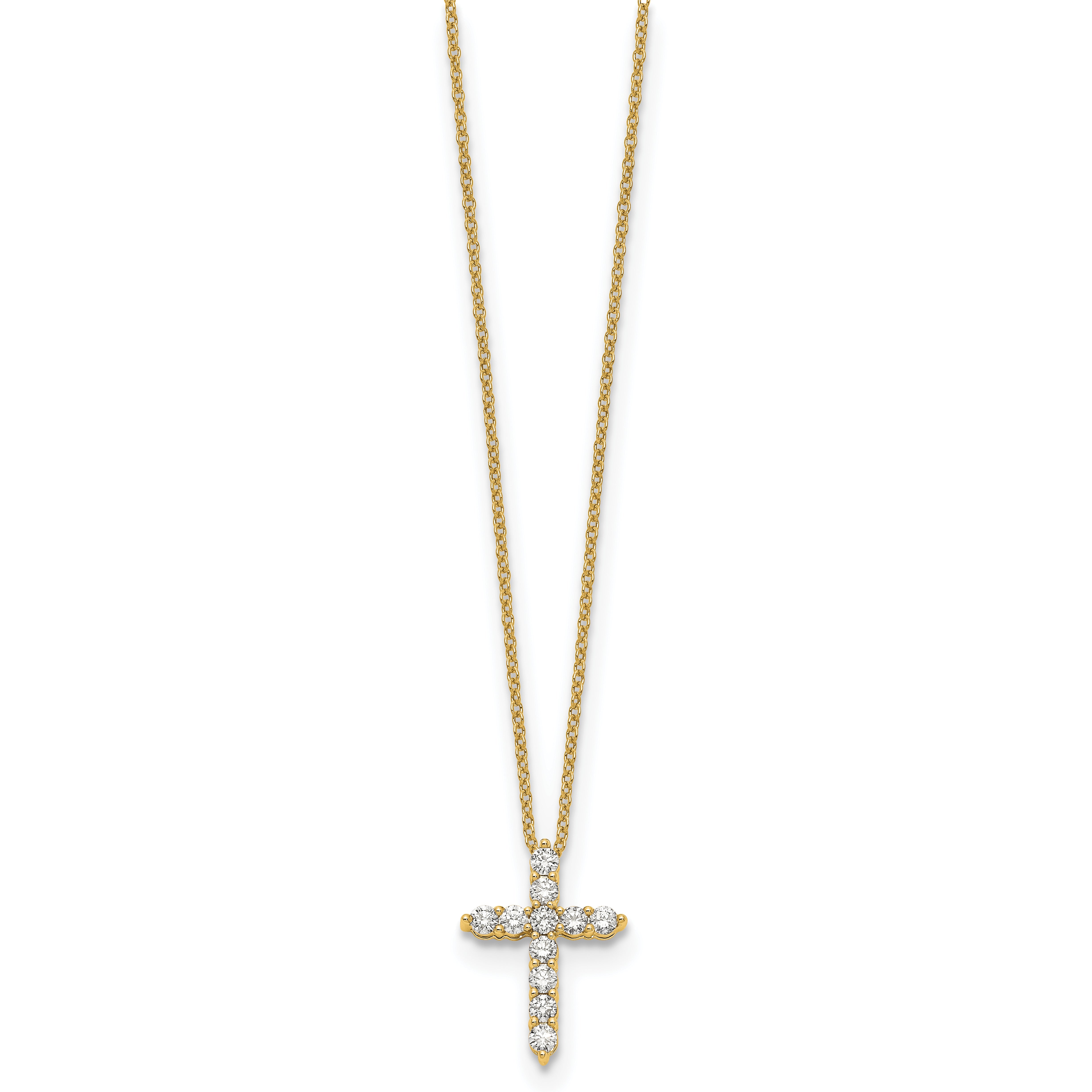 14K Yellow Gold True Origin 1/2 Carat Lab Grown Diamond Vs Def 18 Inch Cross Pendant Necklace