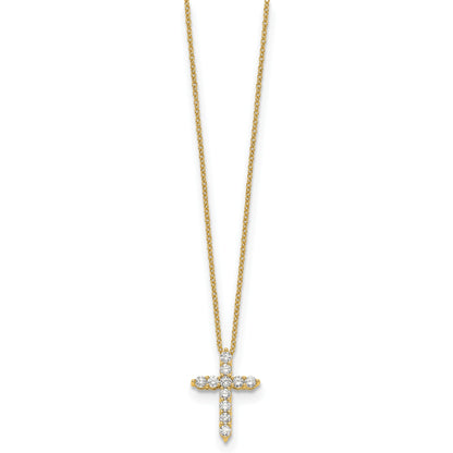 14K Yellow Gold True Origin 1/2 Carat Lab Grown Diamond Vs Def 18 Inch Cross Pendant Necklace