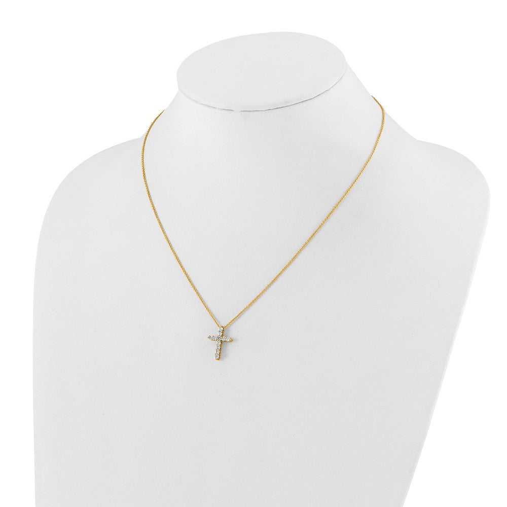 14K Yellow Gold True Origin 1/2 Carat Lab Grown Diamond Vs Def 18 Inch Cross Pendant Necklace