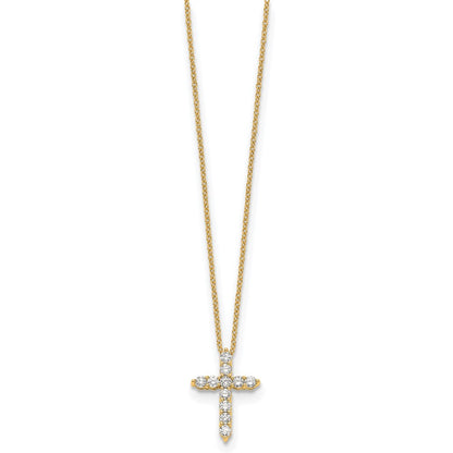 14k Yellow Gold 1/2 Ct. Lab Grown Diamond VS/SI+ G+ 18 inch Cross Pendant Necklace