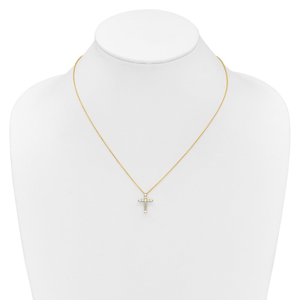 14k Yellow Gold 1/2 Ct. Lab Grown Diamond VS/SI+ G+ 18 inch Cross Pendant Necklace