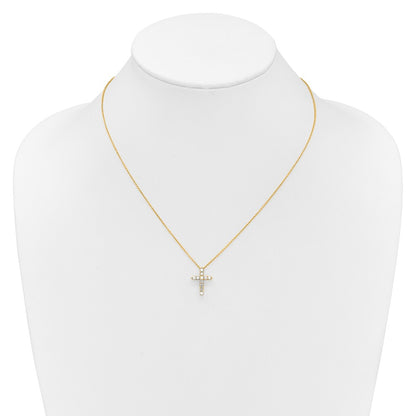 14k Yellow Gold 1/2 Ct. Lab Grown Diamond VS/SI+ G+ 18 inch Cross Pendant Necklace