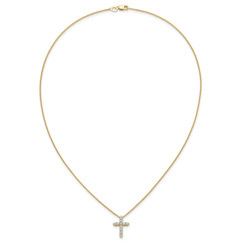 14k Yellow Gold 1/2 Ct. Lab Grown Diamond VS/SI+ G+ 18 inch Cross Pendant Necklace