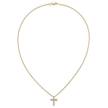 14k Yellow Gold 1/2 Ct. Lab Grown Diamond VS/SI+ G+ 18 inch Cross Pendant Necklace