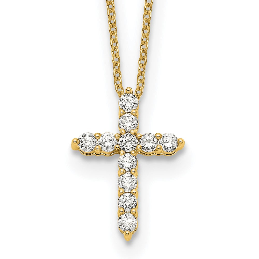 14K Yellow Gold True Origin 1/2 Carat Lab Grown Diamond Vs Def 18 Inch Cross Pendant Necklace