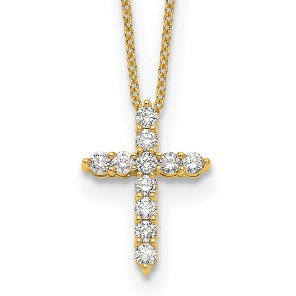 14K Yellow Gold True Origin 1/2 Carat Lab Grown Diamond Vs Def 18 Inch Cross Pendant Necklace