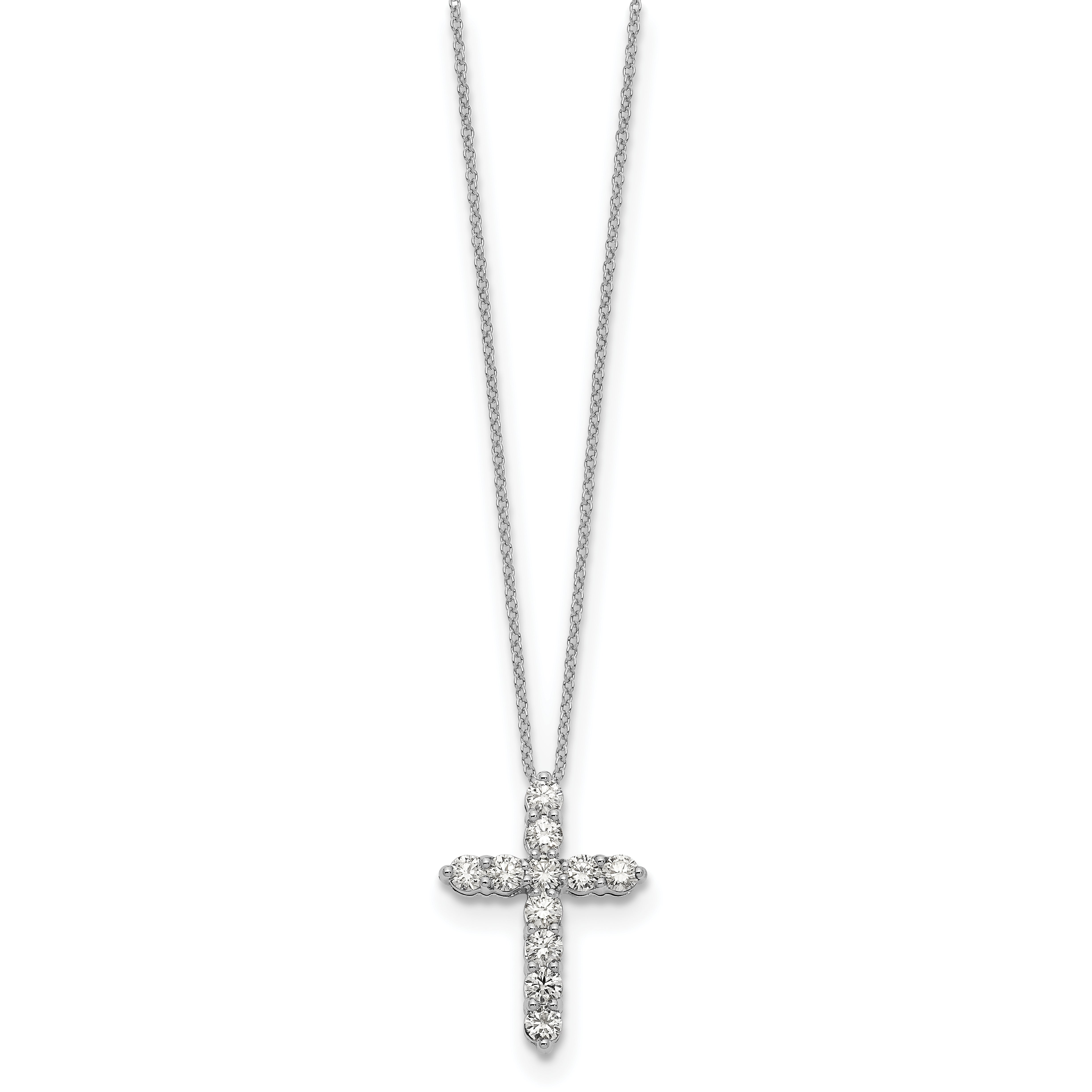 14K White Gold True Origin 1 Carat Lab Grown Diamond Vs Def 18 Inch Cross Pendant Necklace