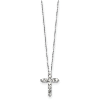 14K White Gold True Origin 1 Carat Lab Grown Diamond Vs Def 18 Inch Cross Pendant Necklace