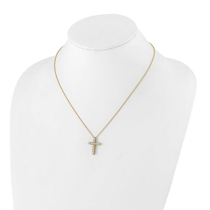 14K Yellow Gold True Origin 1 Carat Lab Grown Diamond Vs Def 18 Inch Cross Pendant Necklace