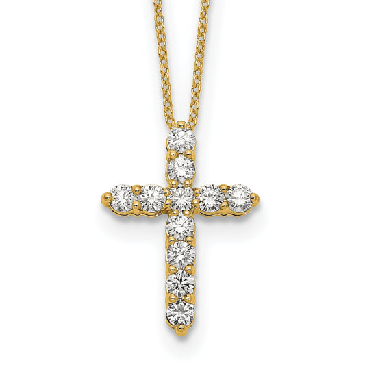 14K Yellow Gold True Origin 1 Carat Lab Grown Diamond Vs Def 18 Inch Cross Pendant Necklace
