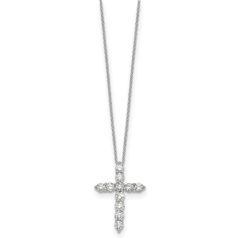 14k White Gold Real Diamond Cross 18 inch Necklace