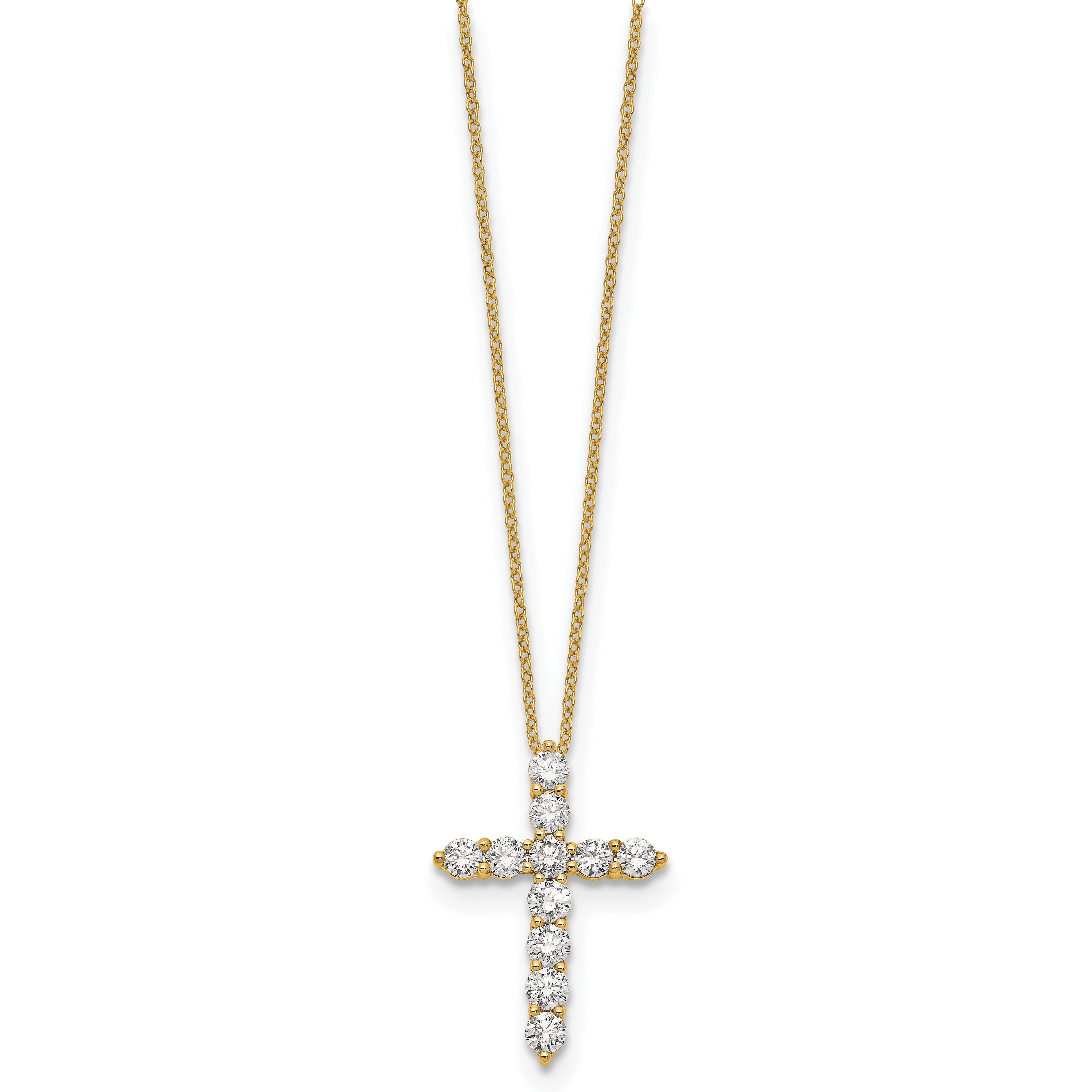 14K Yellow Gold True Origin 1 1/2 Carat Lab Grown Diamond Vs Def 18 Inch Cross Pendant Necklace