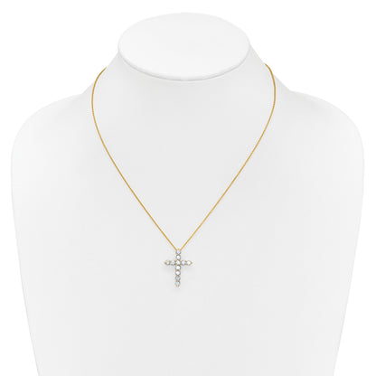 14K Yellow Gold True Origin 1 1/2 Carat Lab Grown Diamond Vs Def 18 Inch Cross Pendant Necklace