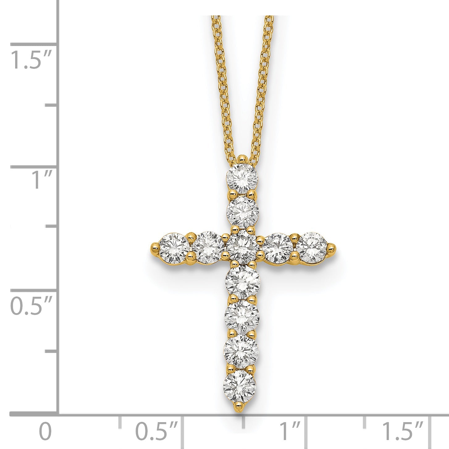 14K Yellow Gold True Origin 1 1/2 Carat Lab Grown Diamond Vs Def 18 Inch Cross Pendant Necklace