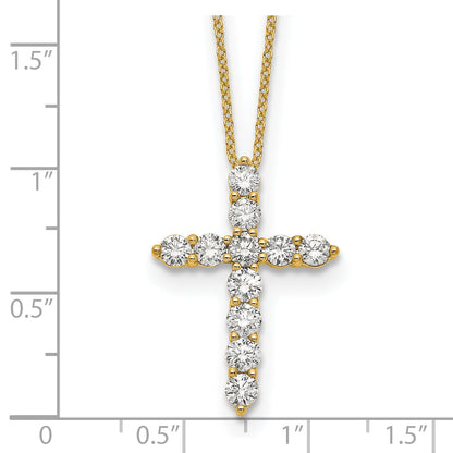 14K Yellow Gold True Origin 1 1/2 Carat Lab Grown Diamond Vs Def 18 Inch Cross Pendant Necklace