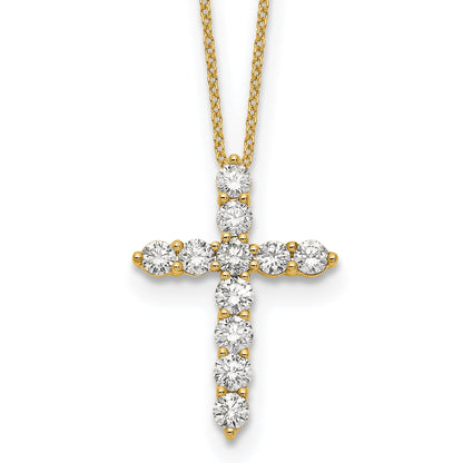14K Yellow Gold True Origin 1 1/2 Carat Lab Grown Diamond Vs Def 18 Inch Cross Pendant Necklace