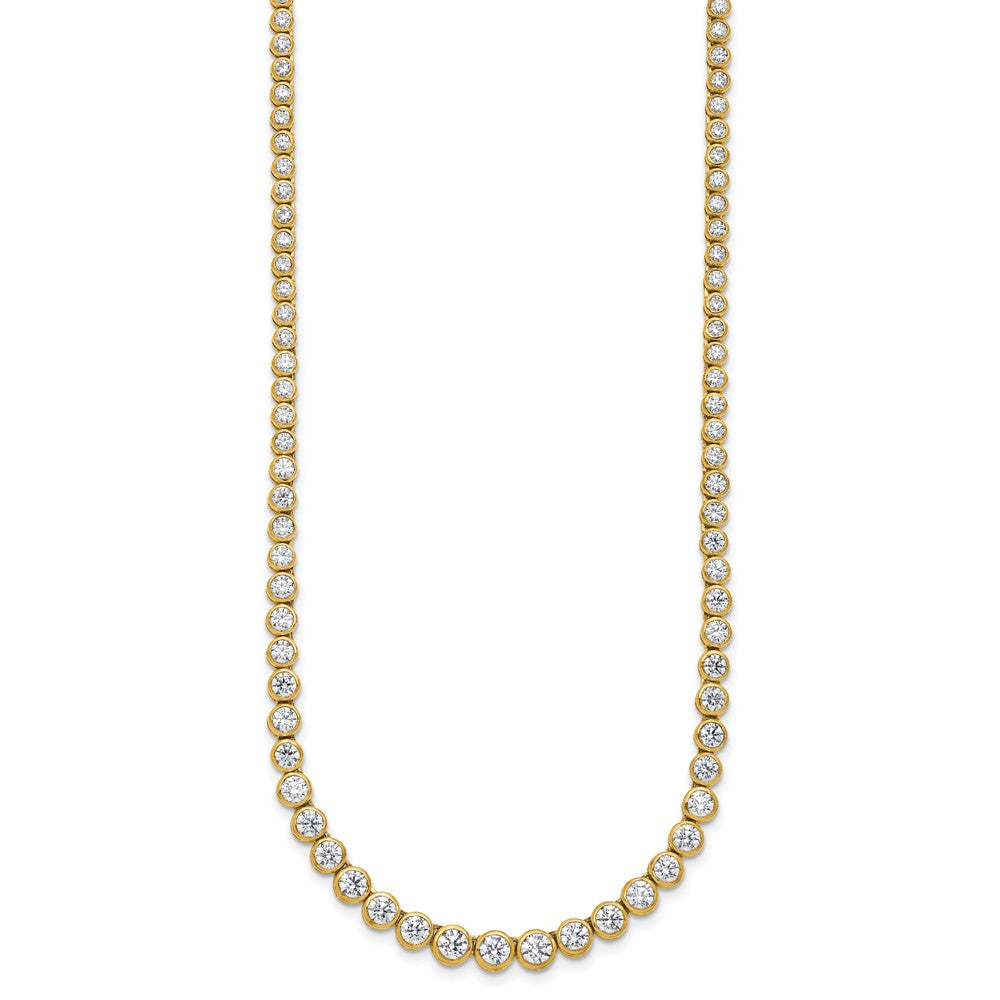 14k Yellow Gold 7 Ct. Lab Grown Diamond VS/SI+ G+ 16 inch with a 2 inch extension Graduated Bezel Set Tennis Necklace