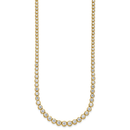 14k Yellow Gold 7 Ct. Lab Grown Diamond VS/SI+ G+ 16 inch with a 2 inch extension Graduated Bezel Set Tennis Necklace