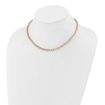 14k Yellow Gold 7 Ct. Lab Grown Diamond VS/SI+ G+ 16 inch with a 2 inch extension Graduated Bezel Set Tennis Necklace