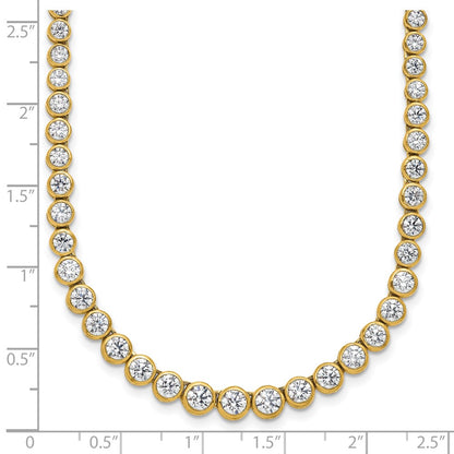 14k Yellow Gold 7 Ct. Lab Grown Diamond VS/SI+ G+ 16 inch with a 2 inch extension Graduated Bezel Set Tennis Necklace