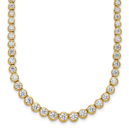 14k Yellow Gold 7 Ct. Lab Grown Diamond VS/SI+ G+ 16 inch with a 2 inch extension Graduated Bezel Set Tennis Necklace